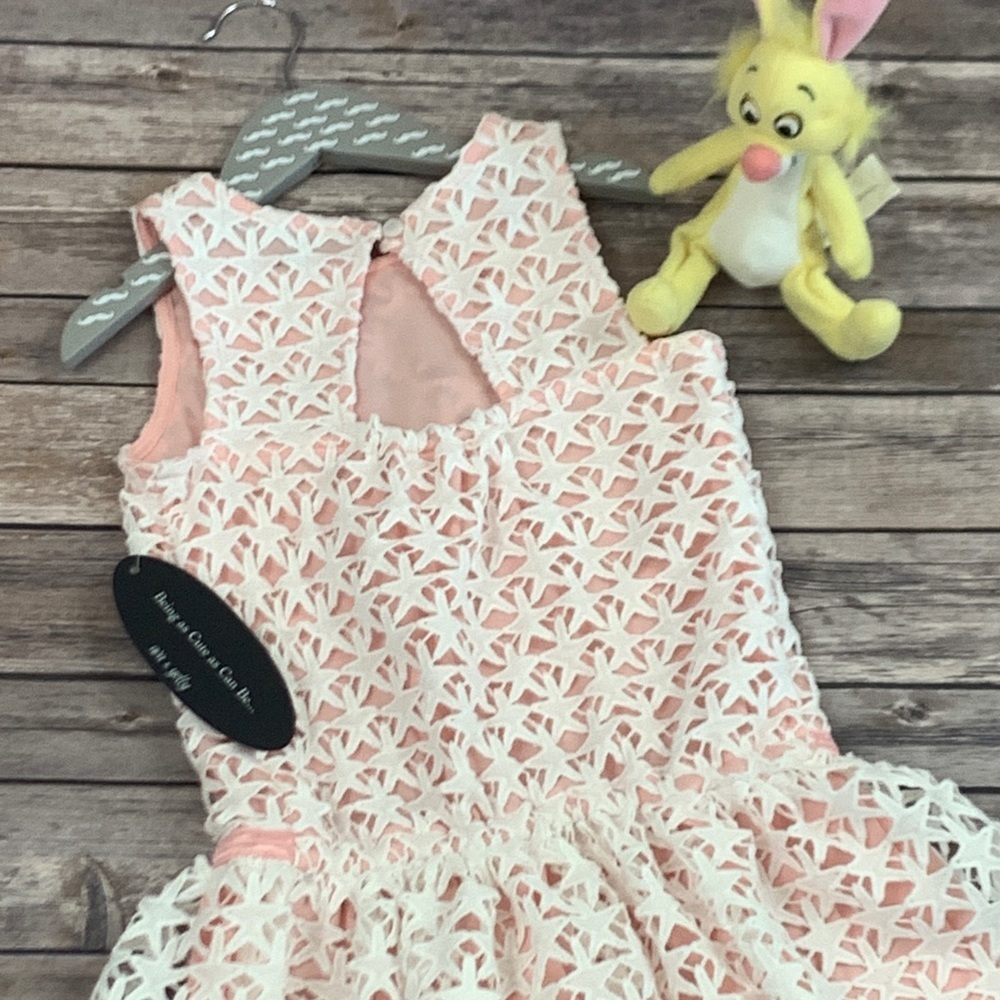 Ava & Yelly White Stars with Pink Lining Dress - Picture 3 of 7